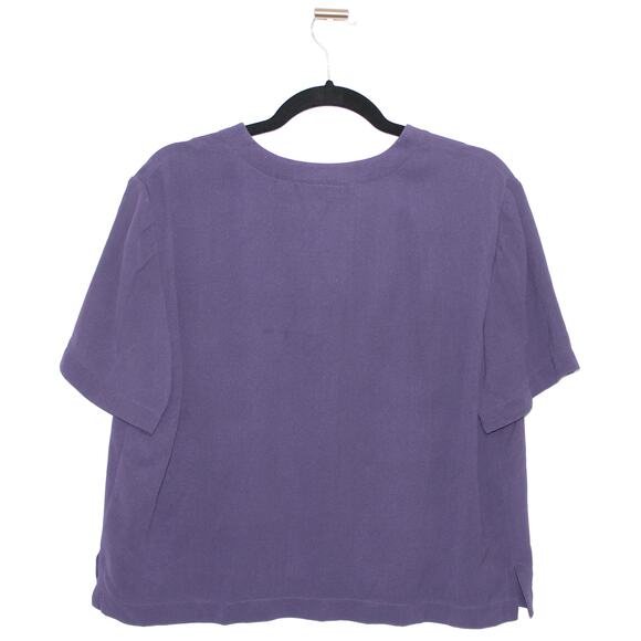 Vintage Talbots 100% Silk Blouse Button Down Size 14 Purple - Picture 4 of 5